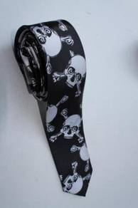 SLIM Halloween Symbol Skull Crossbones #B Neck Tie