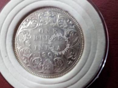 British India Silver coin one rupee 1901