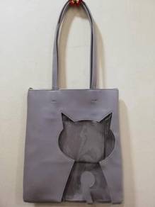 Tote Bag Beg Grey Cat 54cm x 31.5cm x 4cm