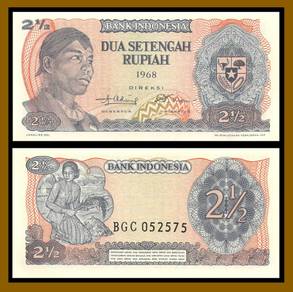 Indonesia 2 1/2 Rupiah Banknote 印度尼西亚纸钞 1968
