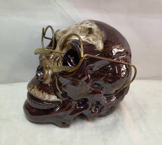 Vtg Ceramic Skull Ashtray Glasses for cigarette re