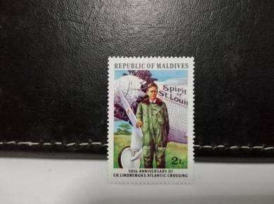 1977 Maldives Stamp Aviation Aircraft Pilot