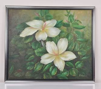 Oil painting - Graceful Hibiscus in Bloom