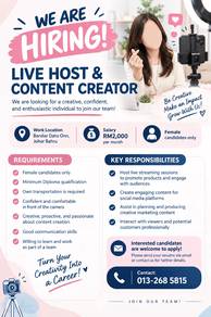 Job Vacancy Live Host & Content Creator