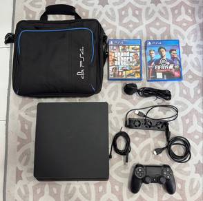 PS4 Slim 1TB Full Set + GTA V + FIFA 19 + Beg PS4