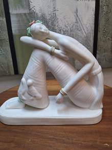 Ceramic Sculpture - A Lady Siting with Doves-2