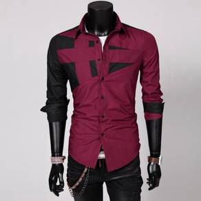 P0589 Kemeja Lengan Panjang Merah Formal Shirt Red