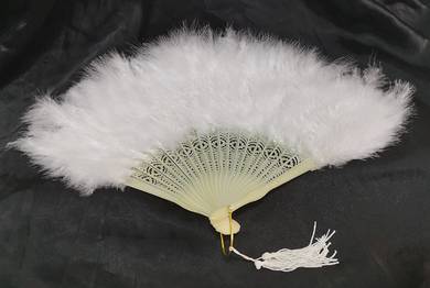 Vintage Feather and Celluloid Hand Fans White
