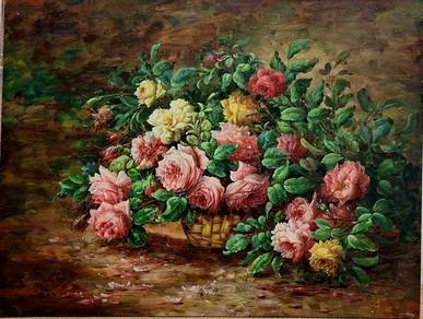 Vintage Oil Painting - Roses