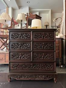 Authentic VINTAGE FULL hand-carved Asian Solid I