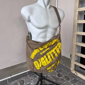 messenger crossbody bag with yellow printing