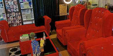 2 wing chair+1long bench+1meja kopi