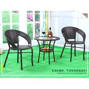 Two Rattan CHAIRS and One TABLE Garden Desk Sets
