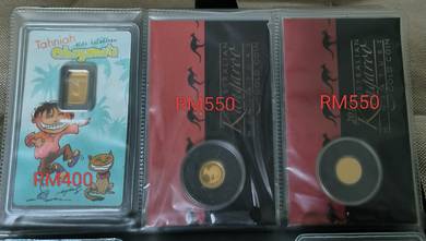 Gold Bar and Gold Coin 999.9