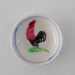 Vintage Chinese Porcelain Rooster Sauce Plate [Pre