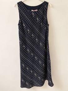 Pure Collection Navy Floral Sleeveless Dress