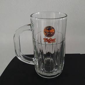 TIGER BEER Vintage Ribbed MUG Handle GLASS 1980's