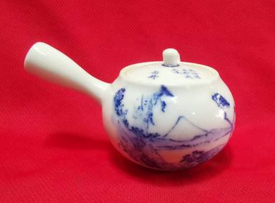 Japanese Ceramic Teapot with Blue Floral Design