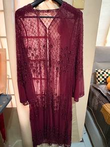 Abaya Lubnaa with Inner Dress (Maroon)
