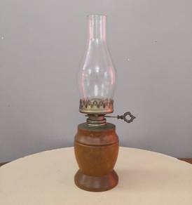 Wooden base lantern oil lamp
