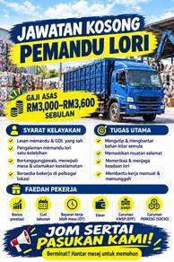 Pemandu Lori Diperlukan Segera