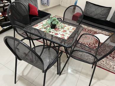 Black Steel Metal Outdoor Bistro Set with 4 Chairs