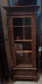 Solid Teak Wood Jati Single Door Display Cabinet