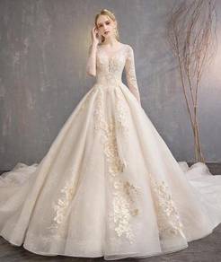 Cream long sleeve wedding gown RBMWD0274