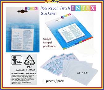 INTEX 6 Pcs Pool Repair Patch Pack. Penampal Bocor