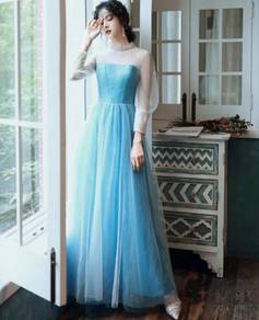 Blue elsa frozen long sleeve prom gown RBP1366