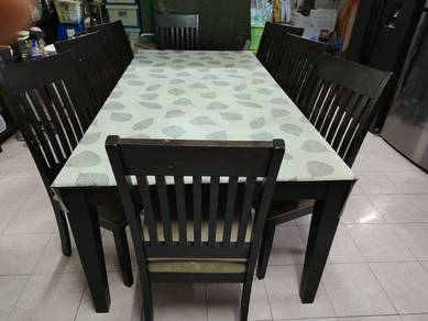 kerusi makan 8 sitter solid kayu 