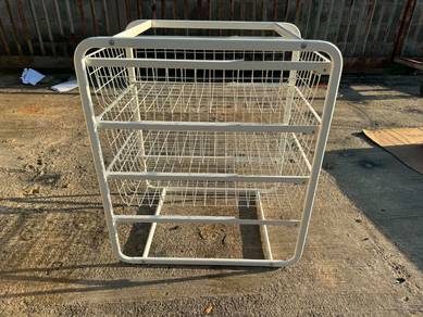 2ft Steel 3 Tier Tray Drawer Basket Rack Shelves
