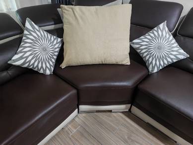 PU Leather L shape curve sofa 