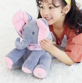 [READY ] Cute Peek-A-Boo Singing ELEPHANT GRAY