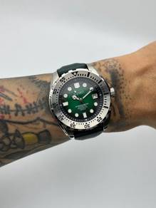 Custom Seiko Mod 44mm Green Silver Baby Monster