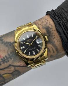 Custom Seiko Mod 39mm Big Diamond Black Gold