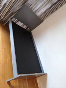 Sold wood)Grey Single Bed Frame with Wooden Slats