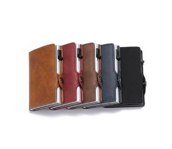 Card Holder Thin Aluminium Wallets PU leather 