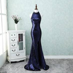 Blue sequin slit bodycon mermaid dress RBP0102