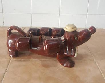 Vintage ceramic dog figurine decanter