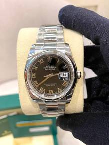 Rolex Datejust 36 Black Roman Dial 36mm
