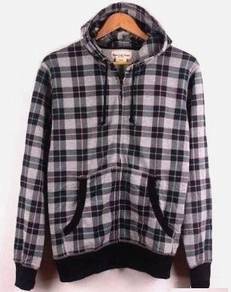 0384 Grey Retro Style Hoodie Casual Sweater Jacket