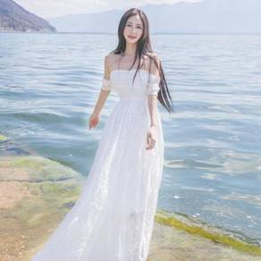 White off shoulder boho maxi dress elegant prom