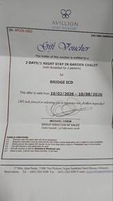 Ticket voucher for Staying in Garden Chalet