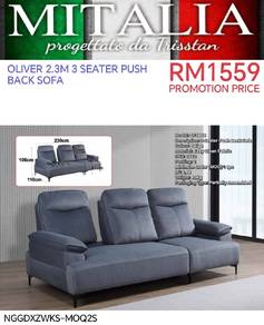 Quality 3 Seater Easy Clean Fabric Sofa Push Back
