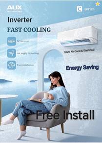 AUX 2hp Inverter Aircond + pasang