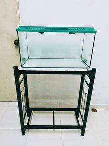 2ft aquarium, plastic cover, stand.