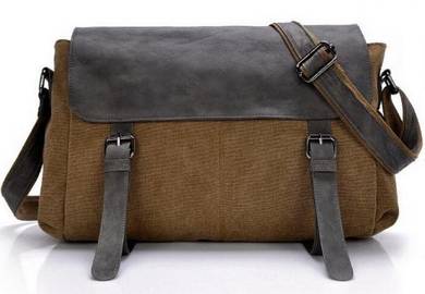 [25.08] Black, Brown Canvas Beg Porter Sling Bag