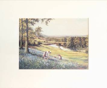 Vintage Decorative Art Print - Bluebell Hillside