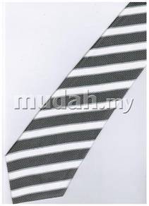 EB18 Black White Silver Striped Formal Neck Tie